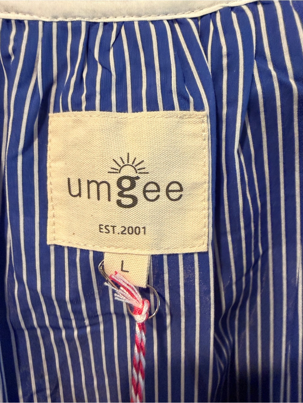 NWT! Umgee Blue Striped Ruffle Dress - Picture 2 of 4